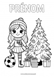 Coloriage gratuit Ballon de foot Sapin de Noël Fille