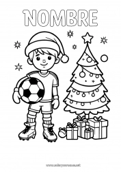 Colorear gratis Balón de fútbol árbol de Navidad Chico