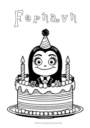 Fargeleggingssiden å tilpasse Kake Bursdag Familien Addams