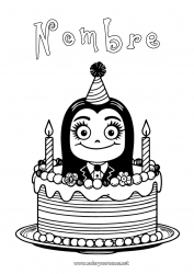 Colorear para personalizar Tarta Cumpleaños The Addams Family