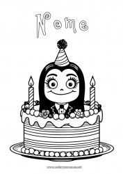 Desenho para personalizar Bolo Aniversário Família Addams