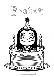 Coloriage gratuit Gâteau Anniversaire Famille Addams