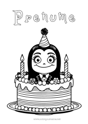 Desen liber de colorat Tort Aniversare Familia Addams