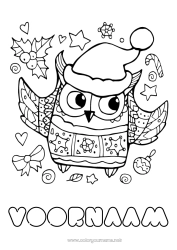 Gratis kleurplaat Kerstmis Uil, Kerkuil Dier Vogels en vliegende zoogdieren