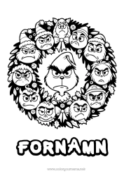 Gratis färgläggning Julkrans Grinch