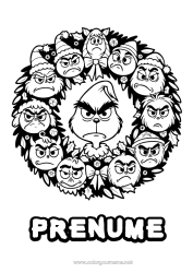 Pagină de colorat gratuită Coroana de Crăciun Grinch
