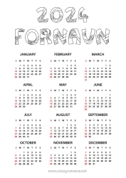 Gratis fargelegging 2024 Kalendere og planleggere