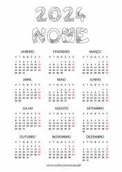 Desenho grátis 2024 Calendários e planejadores