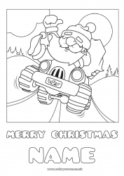 Coloring to customize Santa Claus Vehicles 4x4 Cars, vans, and motorhomes Racing vehicles and tracks