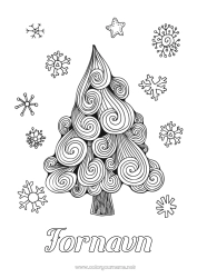Fargeleggingssiden å tilpasse Snøfnugg Zentangle Gran