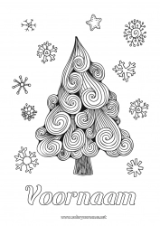 Gratis tekening Sneeuwvlokken Zentangle Kerstboom