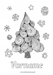 Kostenlose Malvorlage Schneeflocken Zentangle Tannenbaum