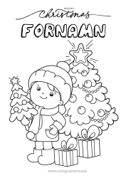 Gratis teckning Gåvor Julgran Jul Barn God Jul!