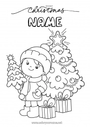 Free coloring Gifts Christmas tree Christmas Child “Merry Christmas” message