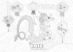 Kolorowanka do personalizacji Smok Złożone kolorowanki Zentangle Smoki, jednorożce i fantastyczne zwierzęta 2024
