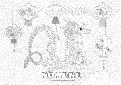 Colorear para personalizar Dragón Dibujos complejos para colorear Zentangle Dragones, unicornios y animales fantásticos 2024