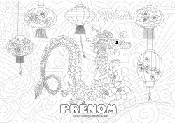 Dessin gratuit Dragon Coloriages complexes Zentangle Dragons, licornes et animaux fantastiques 2024