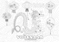 Gratis tekening Draak Complex Kleurplaten Zentangle Draken, eenhoorns en fantastische dieren 2024