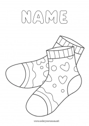 Free drawing Heart Winter Easy coloring pages Sock