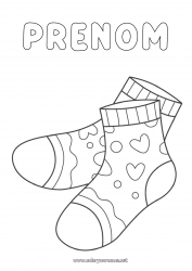 Coloriage gratuit Coeur Hiver Coloriages faciles Chaussette