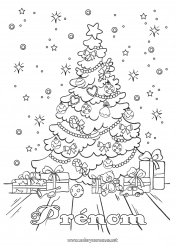 Coloriage à personnaliser Cadeaux Sapin de Noël Jouets Jeux et jouets