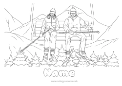 Free colouring Snow Other sports Ski Winter sports