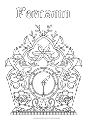 Färgläggningssida att anpassa Juldekorationer Klocka