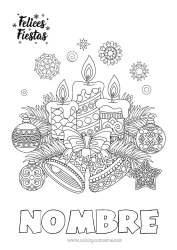 Colorear gratis Vela Navidad Bolas de Navidad Decoración navideña Campana