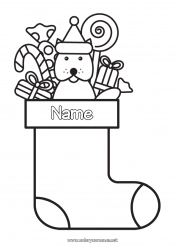 Free drawing Sweets Dog Candy cane Treats Easy coloring pages Dog and cat Lollipop Christmas stocking