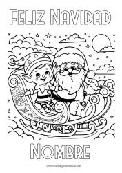 Dibujo libre Papá Noel Trineo Elfos de navidad Dibujos de Elfos para colorear