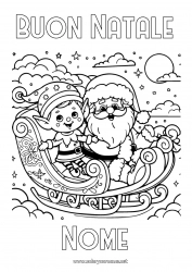 Disegno gratuito Babbo Natale Slitta Elfo di Natale Pagine da colorare degli elfi