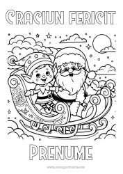 Pagină de colorat personalizată Moș Crăciun Sanie Moșneguții de Crăciun Desene de colorat cu spiriduși