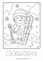 Colorear gratis Sport Nieve Invierno Bufanda Gorro navideño Esquí Deportes de Invierno