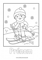 Coloriage gratuit Neige Hiver écharpe Ski Sports d'hiver