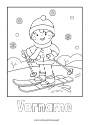 Kostenlose Malvorlage Sport Schnee Winter Schal Ski Wintersportarten