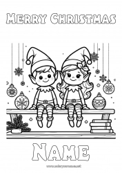 Free drawing Christmas elves Elves coloring pages