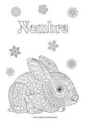 Dibujo libre Conejo Copos de nieve Animales Zentangle Animales del bosque