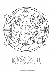 Desenho para personalizar Presentes Árvore de Natal Mandala Natal Pão de Gengibre