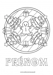 Coloriage à personnaliser Cadeaux Sapin de Noël Mandala Noël Pain d'épices