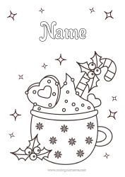 Colouring to customise Mug Candy Cane Holly Chocolate Drink