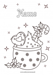 Free coloring Mug Candy cane Holly Chocolate Drinks