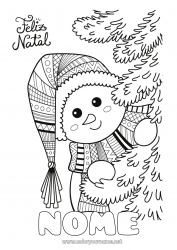 Desenho para personalizar Inverno Árvore de Natal Boneco de neve Natal Zentangle Mensagem de 