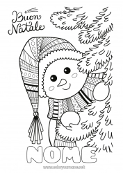 Disegno gratuito Inverno Albero di Natale Pupazzo di neve Natale Zentangle Messaggio 