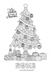 Desenho grátis Presentes Árvore de Natal Colorações Complexas Zentangle