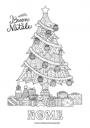 Colorazione gratuita Regali Albero di Natale Colorazioni complesse Zentangle