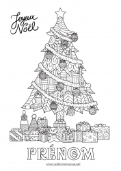 Dessin gratuit Cadeaux Sapin de Noël Coloriages complexes Zentangle