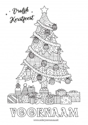 Gratis kleurplaat Cadeaus Kerstboom Complex Kleurplaten Zentangle