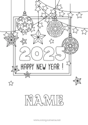 Coloring to customize Party Christmas tinsel Happy new year 