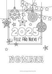 Colorear para personalizar Fiesta Guirnalda de Navidad Feliz año Mensaje 