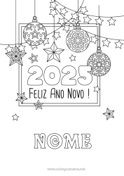 Desenho grátis Festa Guirlanda de Natal Feliz Ano Novo Mensagem de 